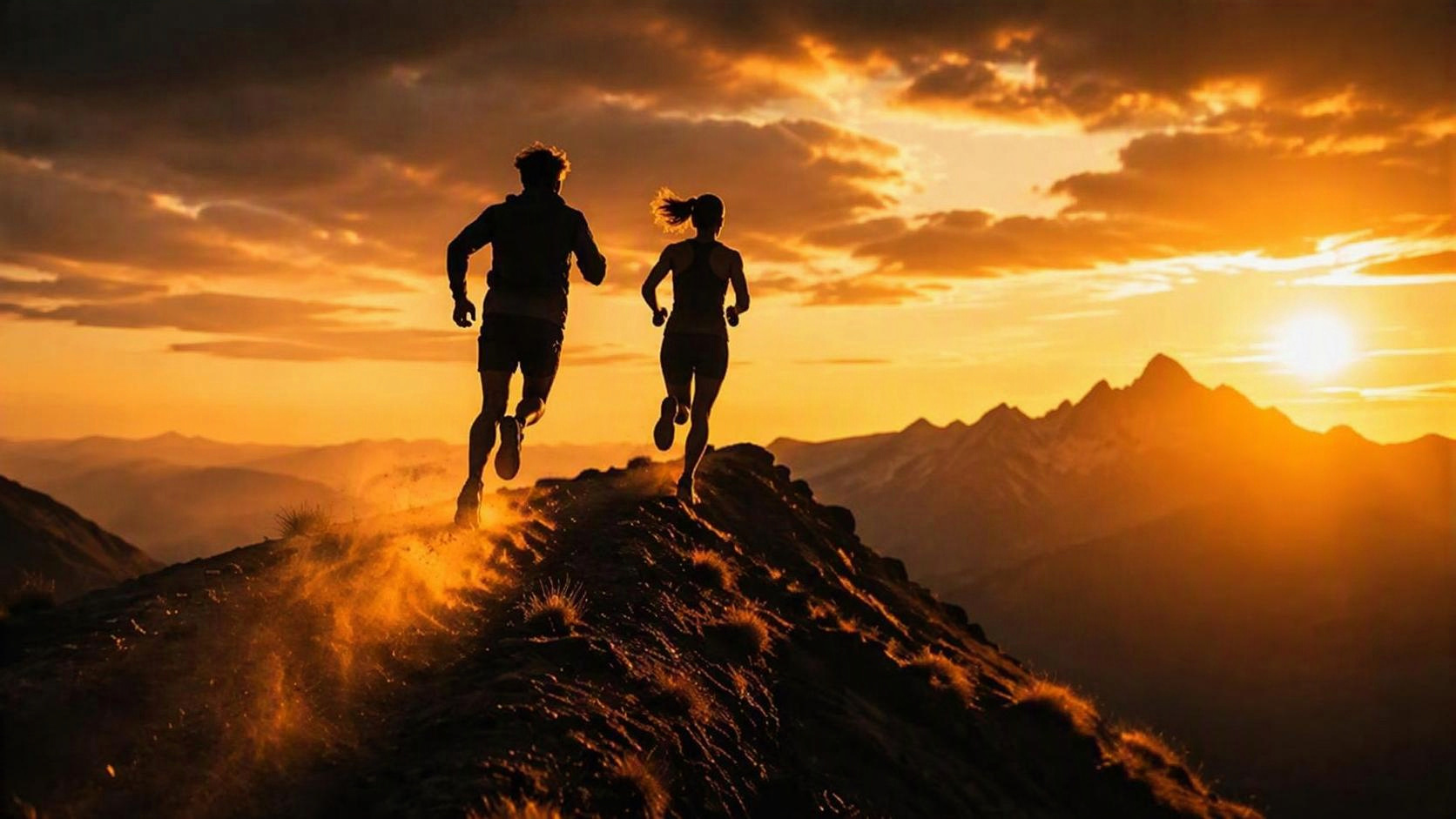 Runners on a mountain trail